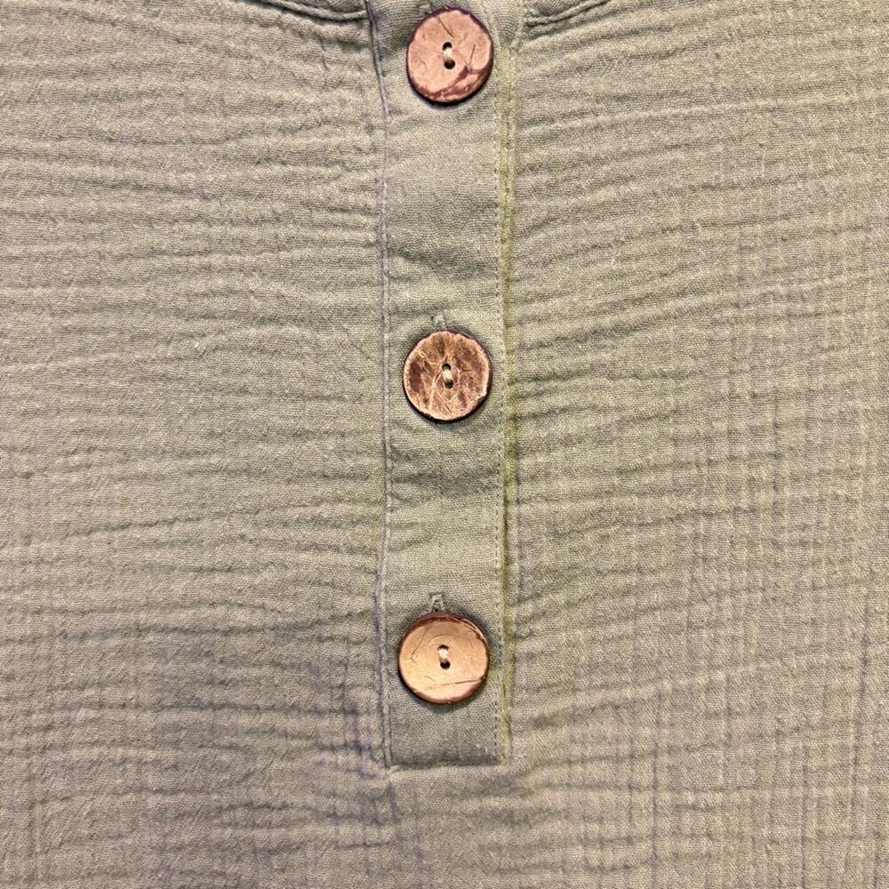 Draper’s & Damon’s Petite Olive Boxy 3/4 Sleeve Button Down Top Size M - Picture 3 of 8
